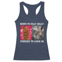 Marcus The Worm Meme Racerback Tank Top Born To Dilly Dally Forced To Lock In Funny Cute Brainrot - Wonder Print Shop