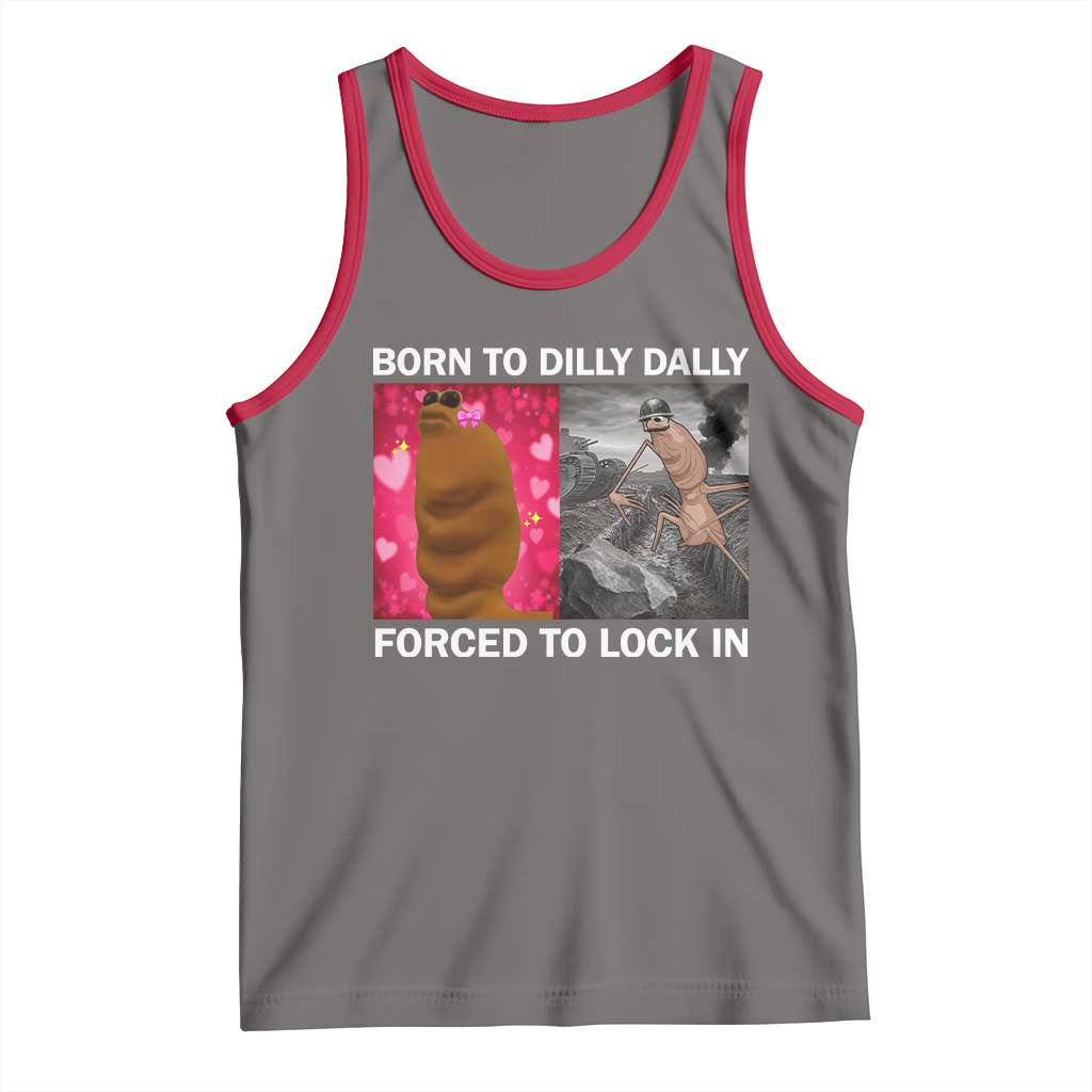 Marcus The Worm Meme Tank Top Born To Dilly Dally Forced To Lock In Funny Cute Brainrot - Wonder Print Shop