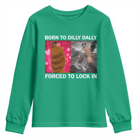 Marcus The Worm Meme Youth Sweatshirt Born To Dilly Dally Forced To Lock In Funny Cute Brainrot - Wonder Print Shop