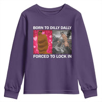 Marcus The Worm Meme Youth Sweatshirt Born To Dilly Dally Forced To Lock In Funny Cute Brainrot - Wonder Print Shop