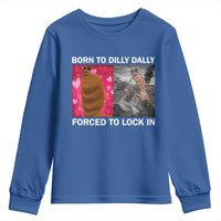 Marcus The Worm Meme Youth Sweatshirt Born To Dilly Dally Forced To Lock In Funny Cute Brainrot - Wonder Print Shop