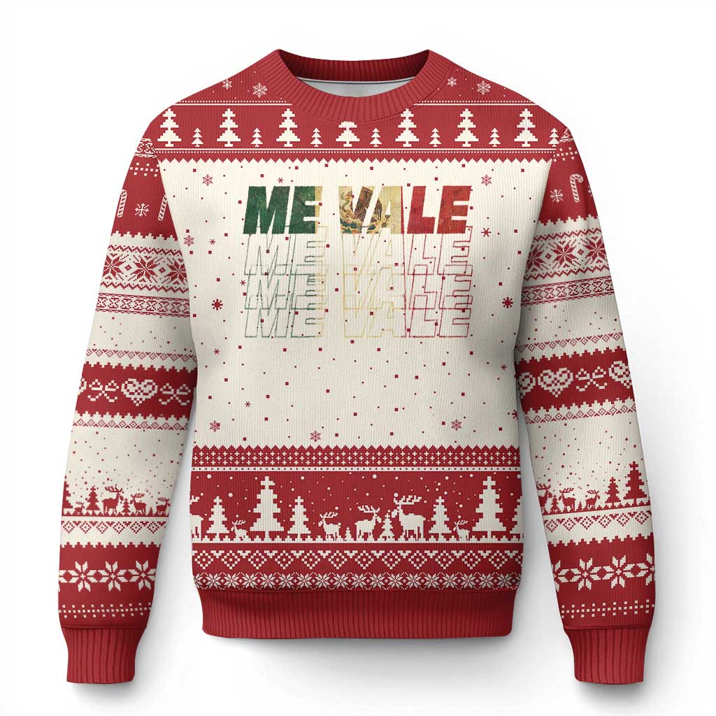 Me Vale Mexican Flag Ugly Christmas Sweater Sarcastic Saying Latino Spanish Slang