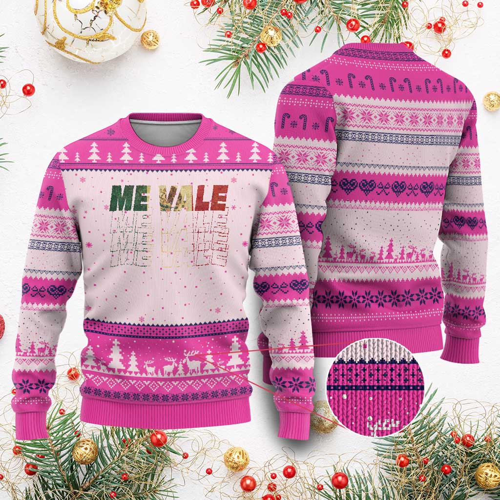 Me Vale Mexican Flag Ugly Christmas Sweater Sarcastic Saying Latino Spanish Slang