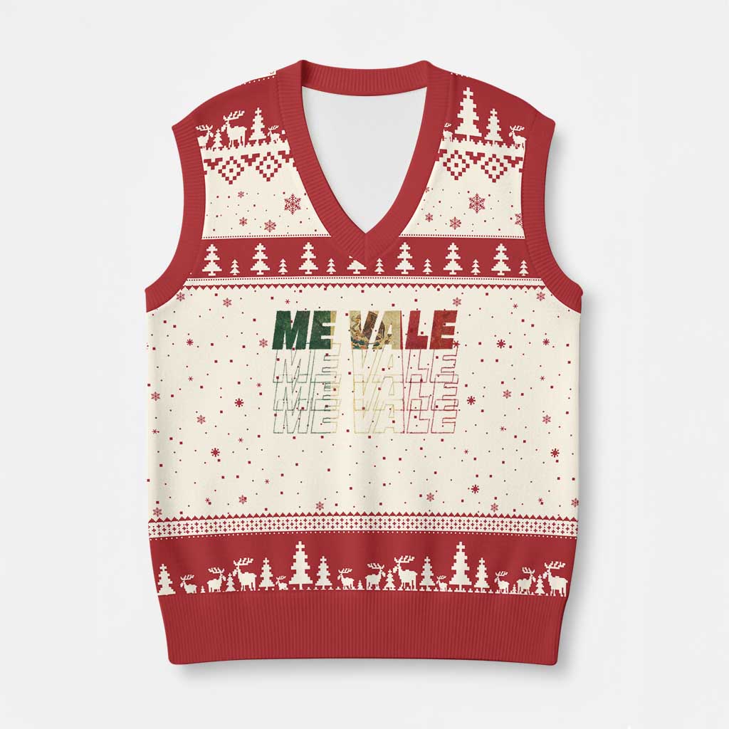 Me Vale Mexican Flag V-Neck Knit Sweater Vest Sarcastic Saying Latino Spanish Slang