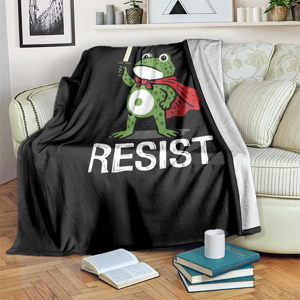 Resist Frog With Sword Throw Blanket No Kings Portland Protest - Wonder Print Shop