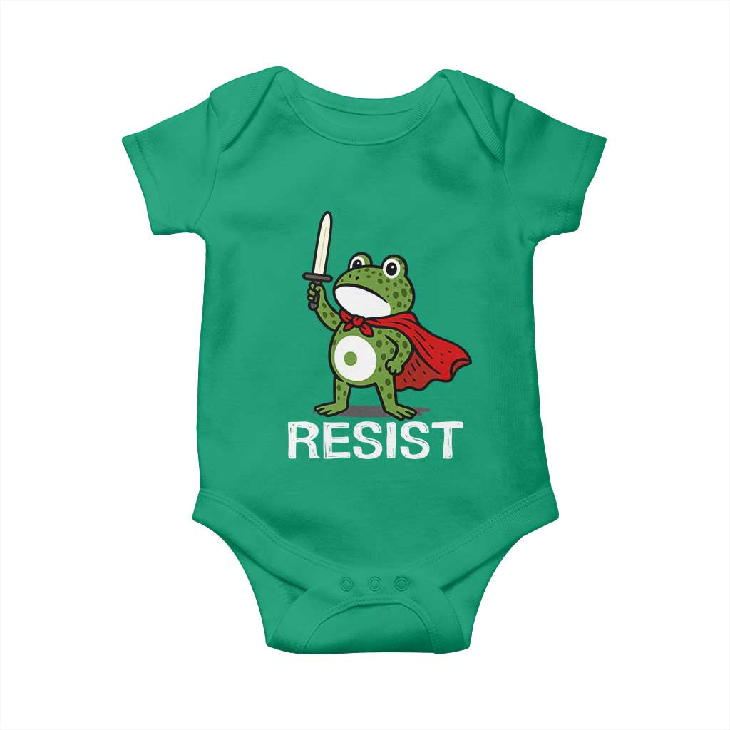 Resist Frog With Sword Baby Onesie No Kings Portland Protest - Wonder Print Shop