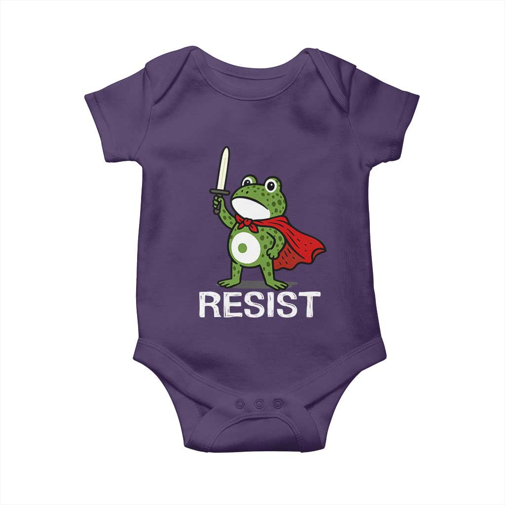 Resist Frog With Sword Baby Onesie No Kings Portland Protest - Wonder Print Shop