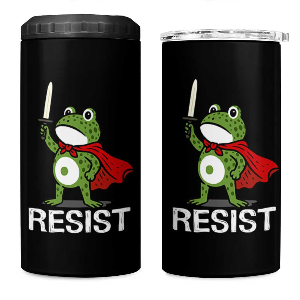 Resist Frog With Sword 4 in 1 Can Cooler Tumbler No Kings Portland Protest - Wonder Print Shop