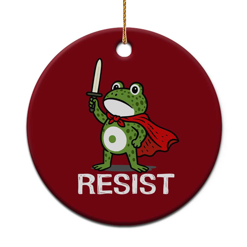 Resist Frog With Sword Ceramic Ornament No Kings Portland Protest - Wonder Print Shop
