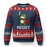Resist Frog With Sword Ugly Christmas Sweater No Kings Portland Protest - Wonder Print Shop