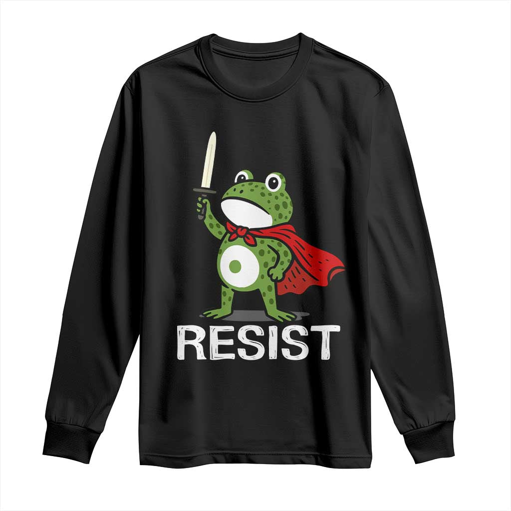 Resist Frog With Sword Long Sleeve Shirt No Kings Portland Protest - Wonder Print Shop
