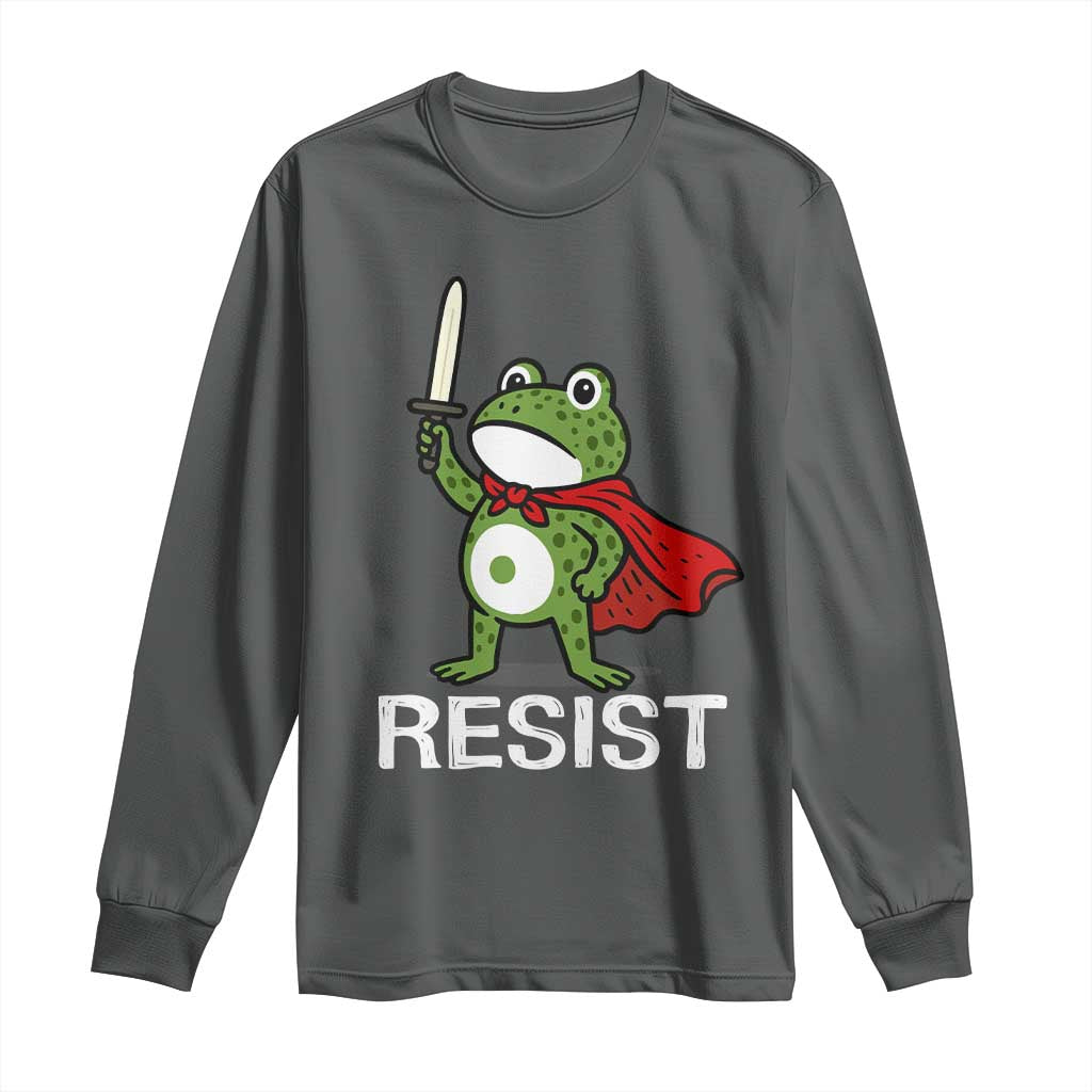 Resist Frog With Sword Long Sleeve Shirt No Kings Portland Protest - Wonder Print Shop