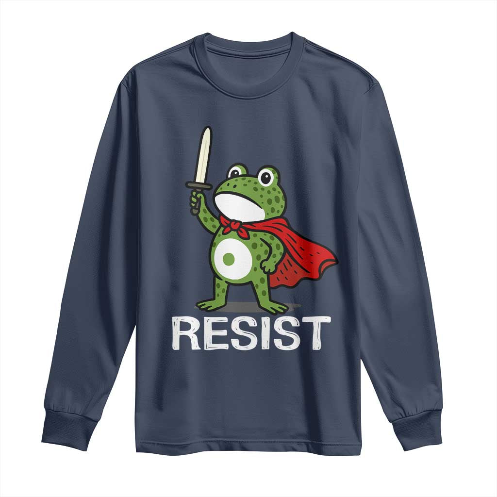 Resist Frog With Sword Long Sleeve Shirt No Kings Portland Protest - Wonder Print Shop