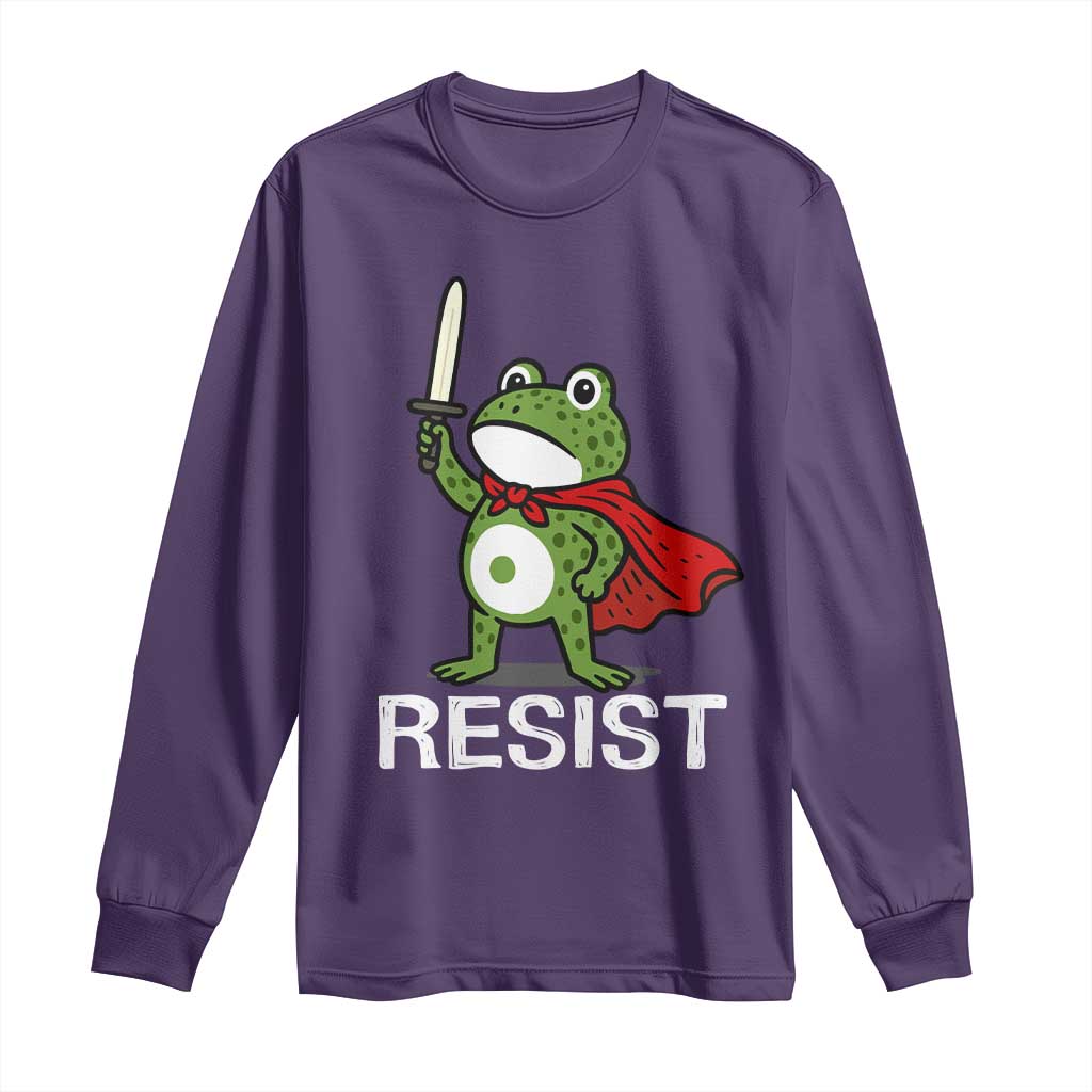 Resist Frog With Sword Long Sleeve Shirt No Kings Portland Protest - Wonder Print Shop