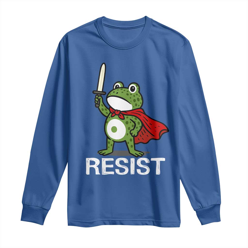 Resist Frog With Sword Long Sleeve Shirt No Kings Portland Protest - Wonder Print Shop