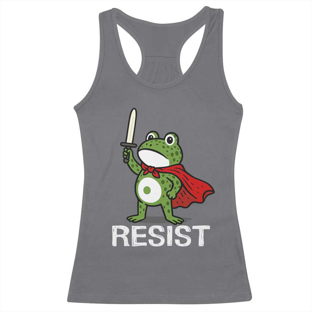 Resist Frog With Sword Racerback Tank Top No Kings Portland Protest - Wonder Print Shop
