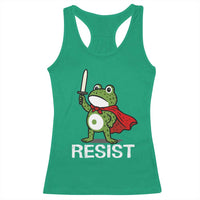 Resist Frog With Sword Racerback Tank Top No Kings Portland Protest - Wonder Print Shop