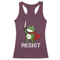 Resist Frog With Sword Racerback Tank Top No Kings Portland Protest - Wonder Print Shop