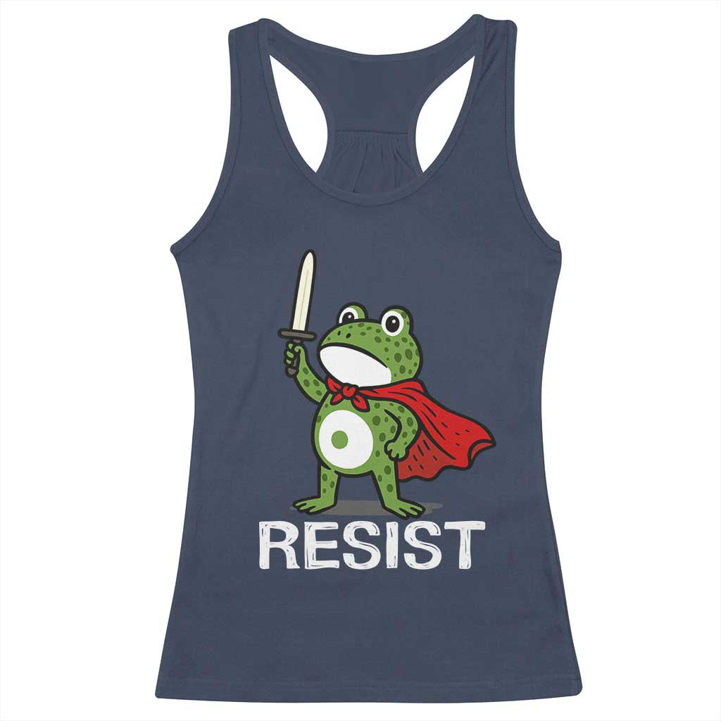 Resist Frog With Sword Racerback Tank Top No Kings Portland Protest - Wonder Print Shop