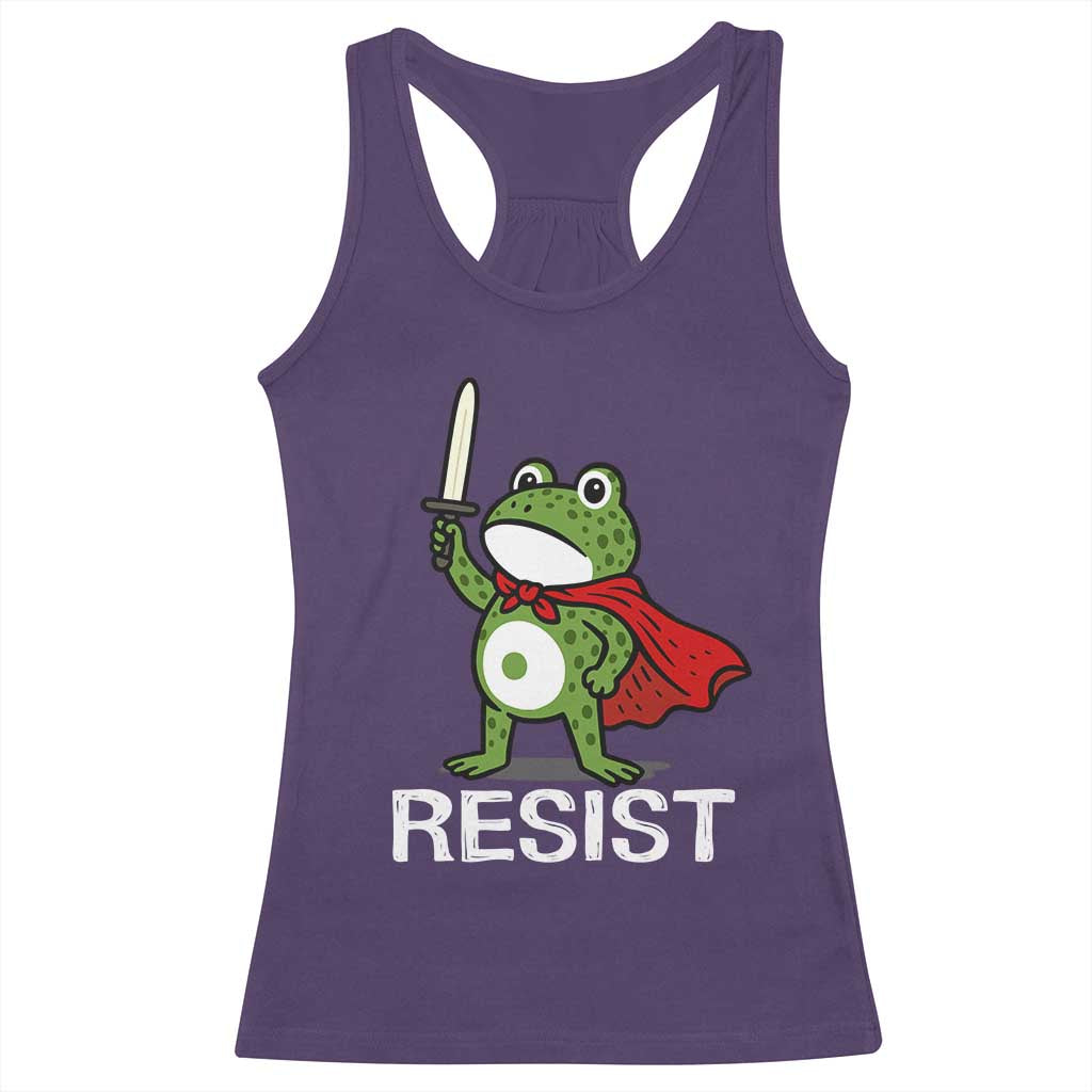Resist Frog With Sword Racerback Tank Top No Kings Portland Protest - Wonder Print Shop