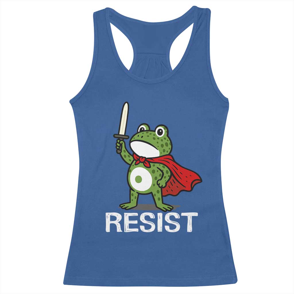Resist Frog With Sword Racerback Tank Top No Kings Portland Protest - Wonder Print Shop