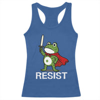 Resist Frog With Sword Racerback Tank Top No Kings Portland Protest - Wonder Print Shop