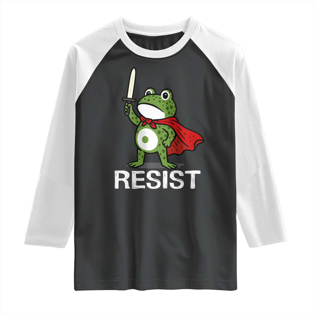 Resist Frog With Sword Raglan Shirt No Kings Portland Protest - Wonder Print Shop
