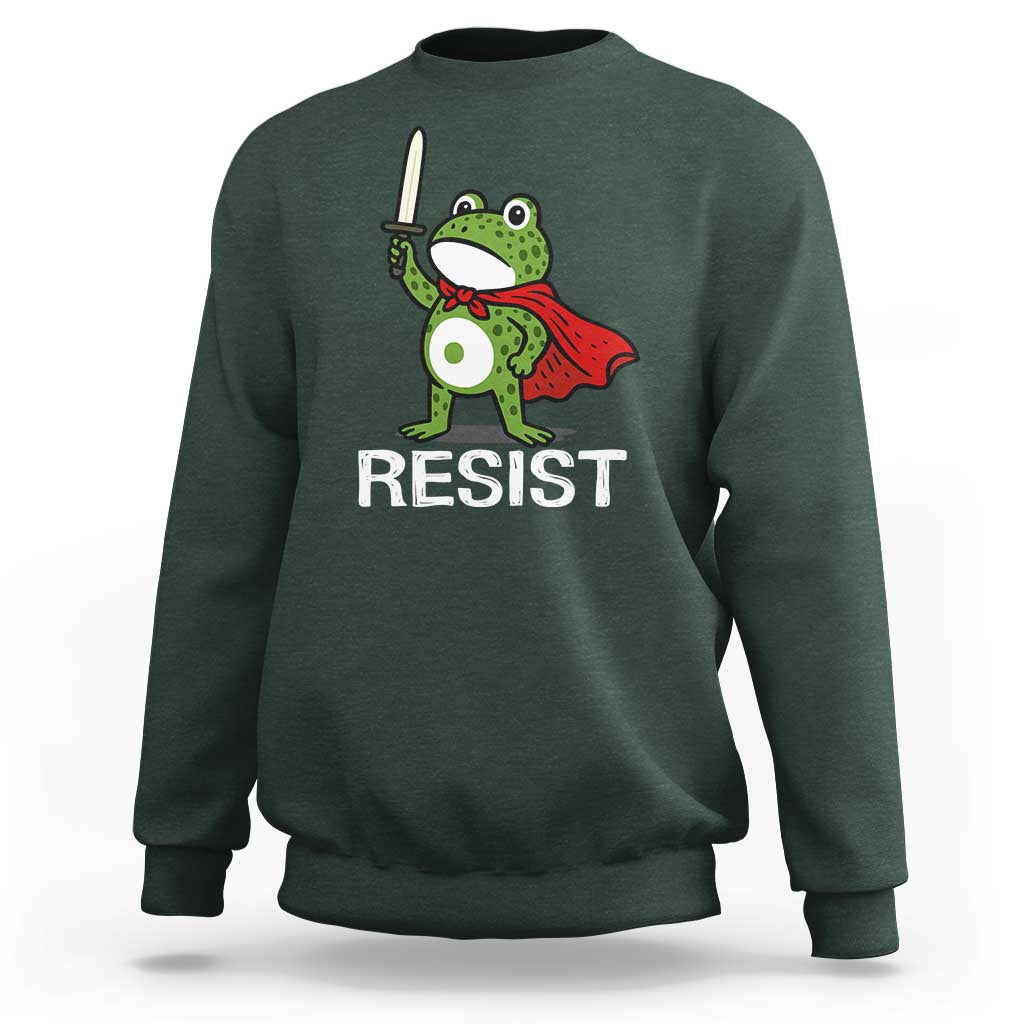 Resist Frog With Sword Sweatshirt No Kings Portland Protest - Wonder Print Shop