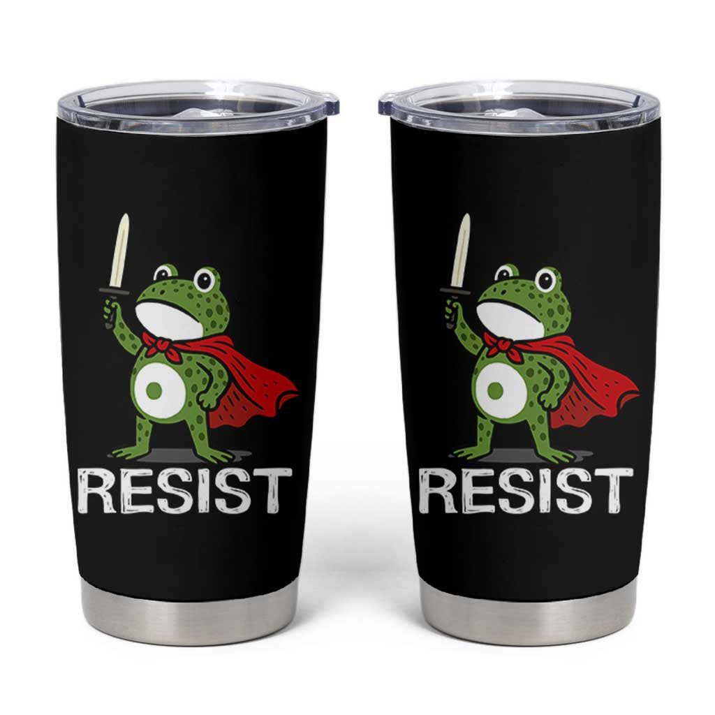 Resist Frog With Sword Tumbler Cup No Kings Portland Protest - Wonder Print Shop