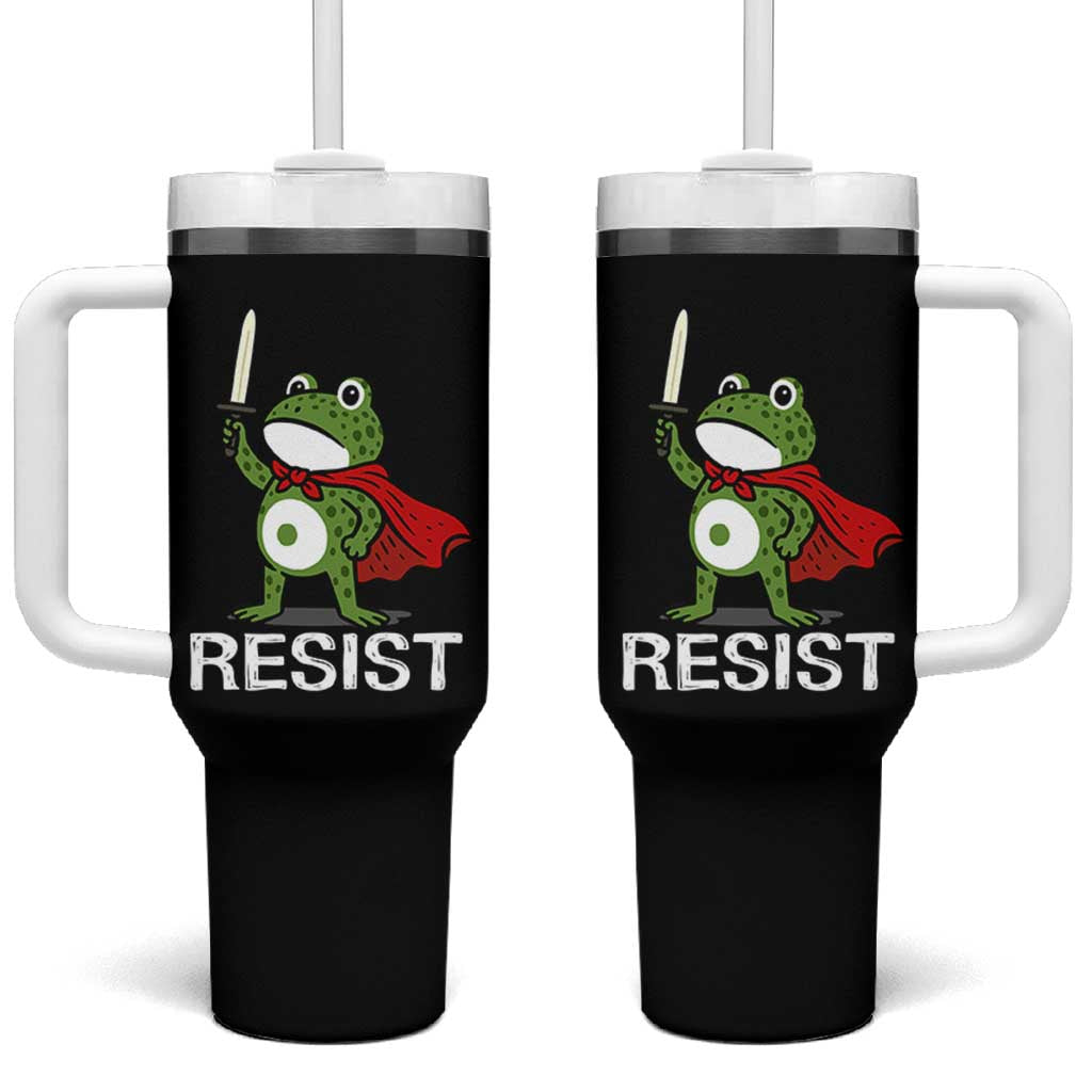 Resist Frog With Sword Tumbler With Handle No Kings Portland Protest - Wonder Print Shop