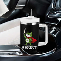 Resist Frog With Sword Tumbler With Handle No Kings Portland Protest - Wonder Print Shop