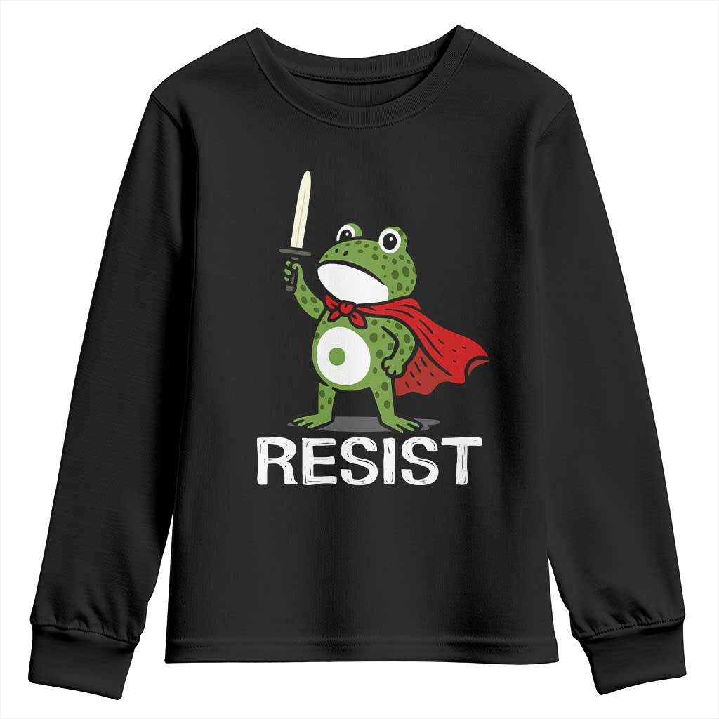 Resist Frog With Sword Youth Sweatshirt No Kings Portland Protest - Wonder Print Shop