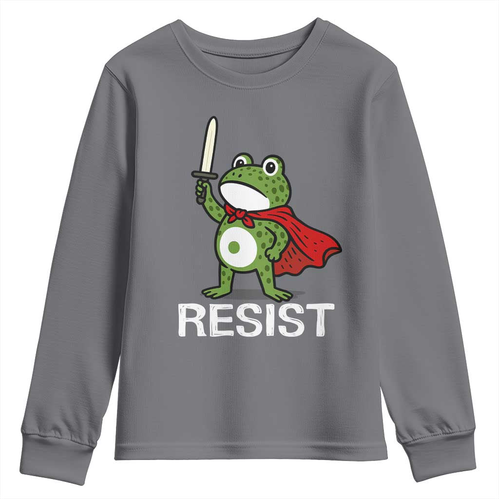 Resist Frog With Sword Youth Sweatshirt No Kings Portland Protest - Wonder Print Shop