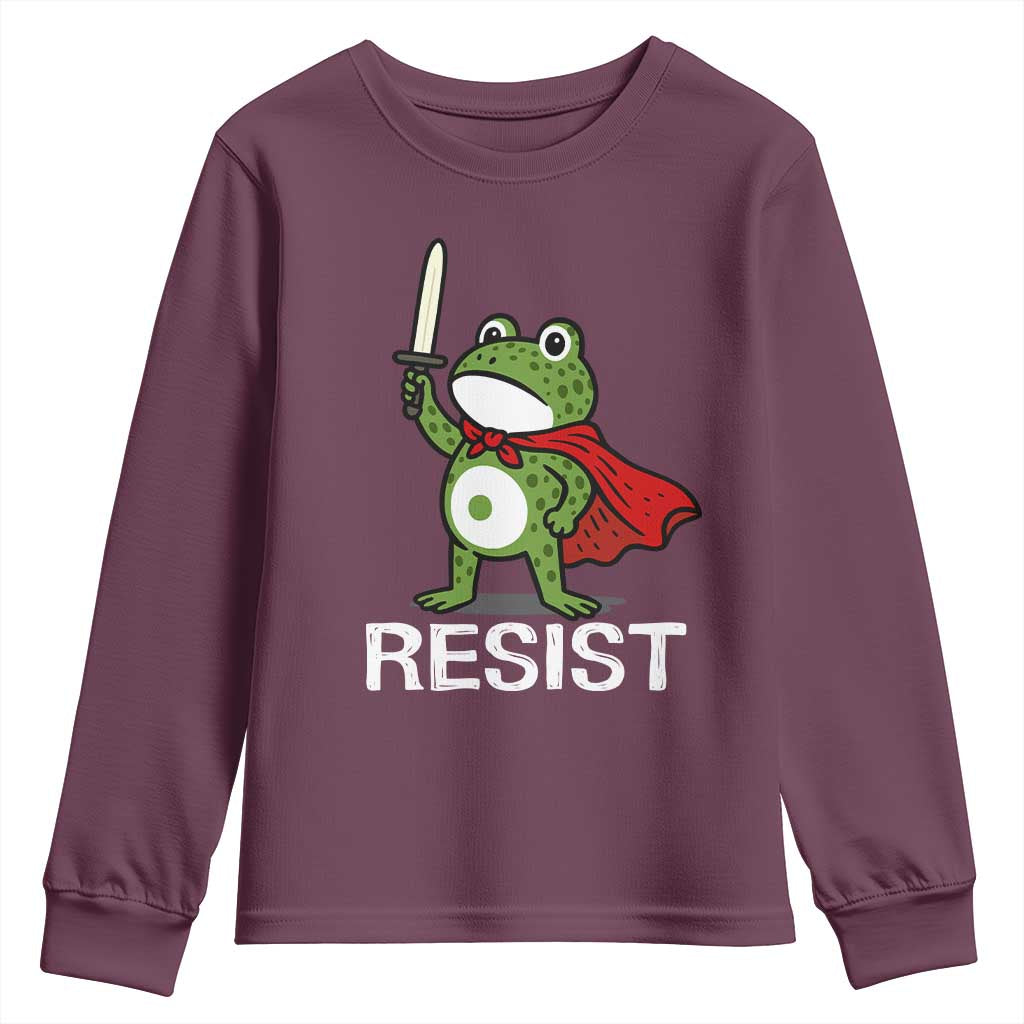 Resist Frog With Sword Youth Sweatshirt No Kings Portland Protest - Wonder Print Shop