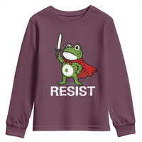 Resist Frog With Sword Youth Sweatshirt No Kings Portland Protest - Wonder Print Shop