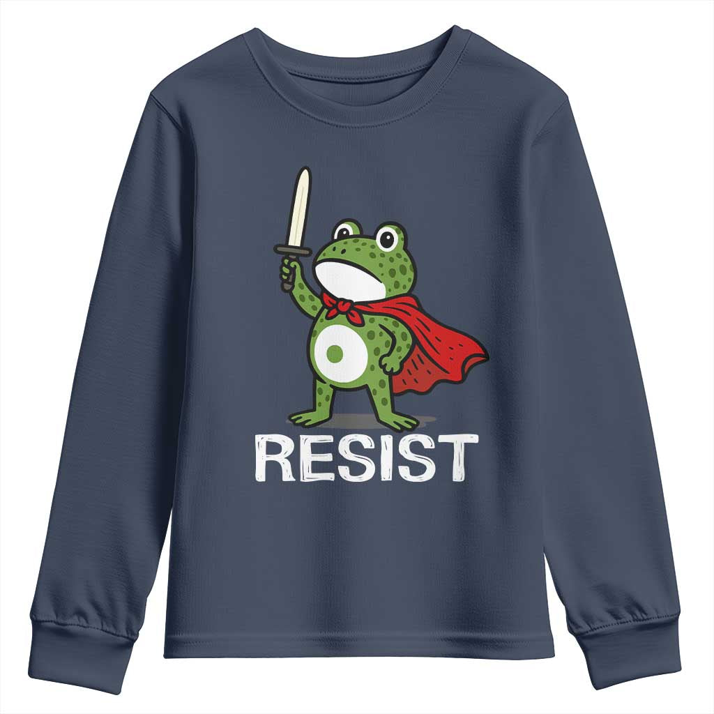 Resist Frog With Sword Youth Sweatshirt No Kings Portland Protest - Wonder Print Shop