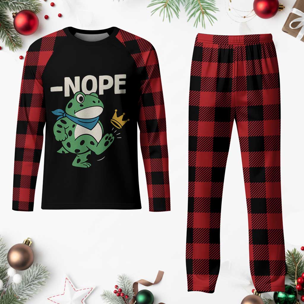 No Kings in America Portland Frog Plaid Pajama Set Funny Political Meme - Wonder Print Shop