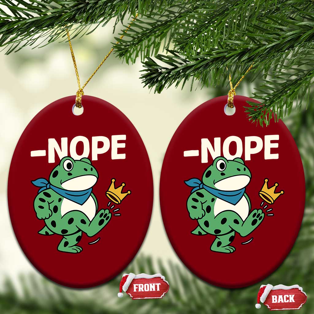 No Kings in America Portland Frog Ceramic Ornament Funny Political Meme - Wonder Print Shop