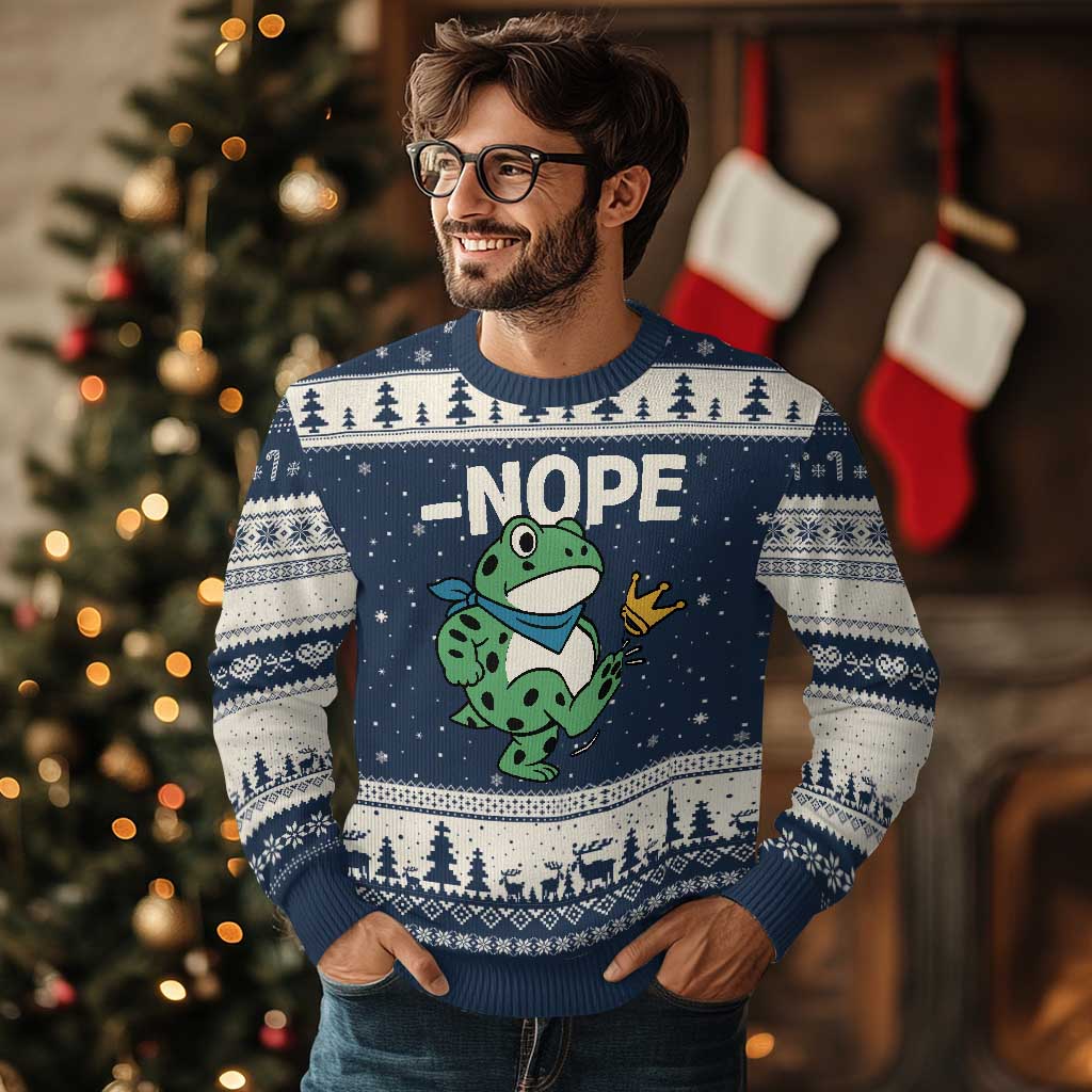 No Kings in America Portland Frog Ugly Christmas Sweater Funny Political Meme - Wonder Print Shop