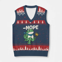 No Kings in America Portland Frog V-Neck Knit Sweater Vest Funny Political Meme - Wonder Print Shop