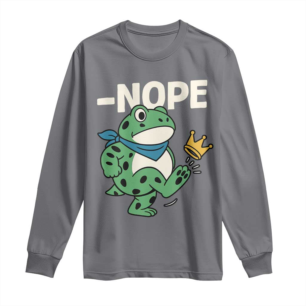 No Kings in America Portland Frog Long Sleeve Shirt Funny Political Meme - Wonder Print Shop