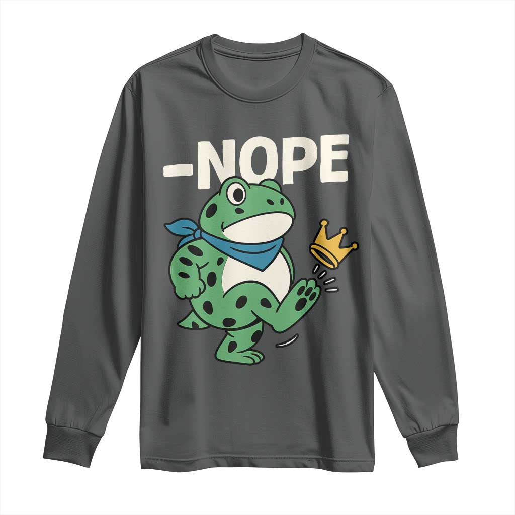 No Kings in America Portland Frog Long Sleeve Shirt Funny Political Meme - Wonder Print Shop