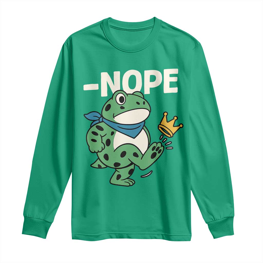 No Kings in America Portland Frog Long Sleeve Shirt Funny Political Meme - Wonder Print Shop
