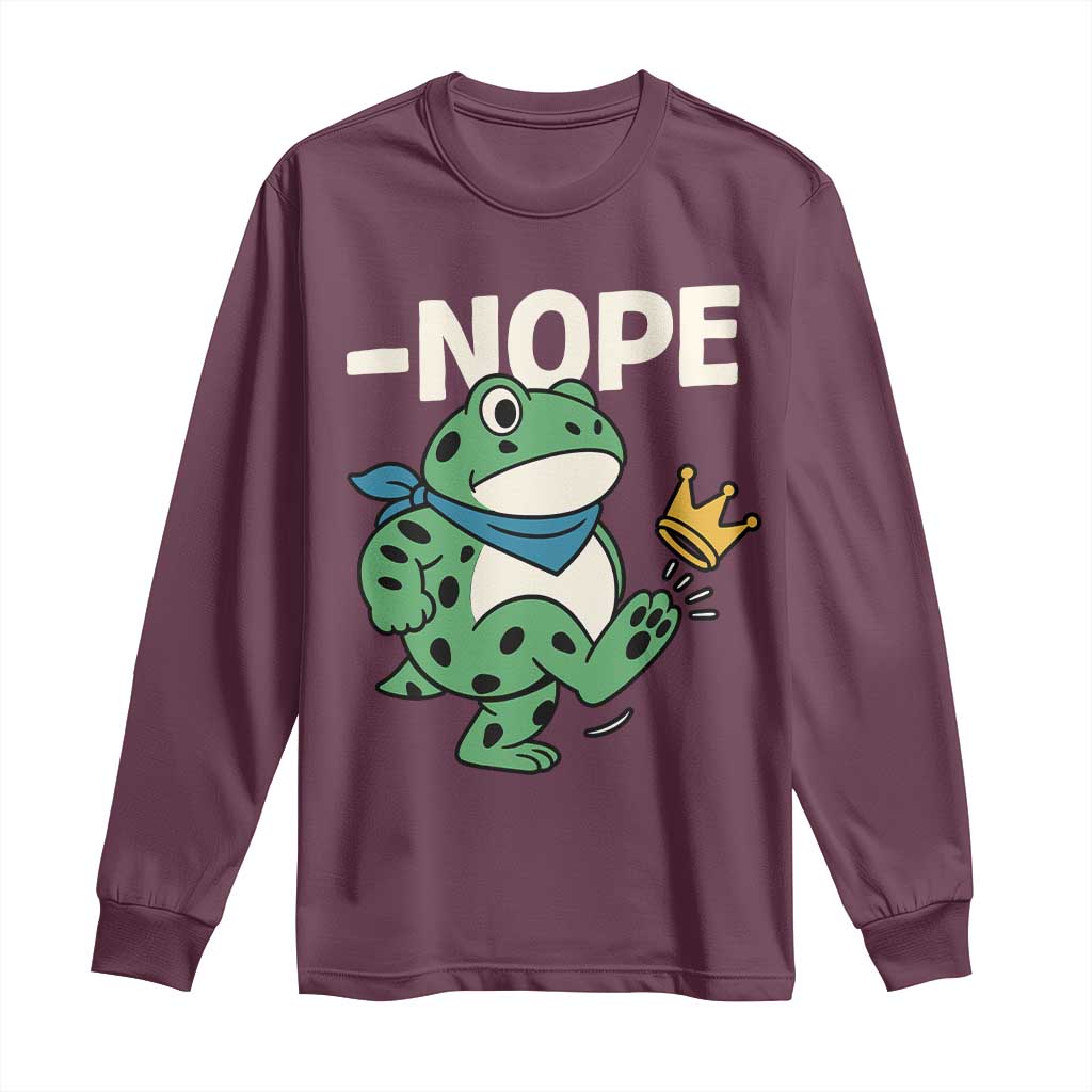 No Kings in America Portland Frog Long Sleeve Shirt Funny Political Meme - Wonder Print Shop