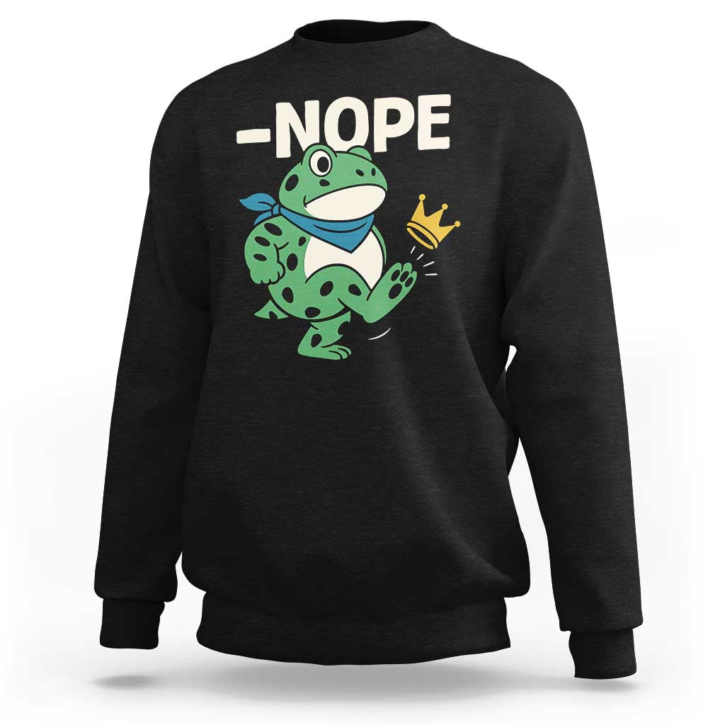 No Kings in America Portland Frog Sweatshirt Funny Political Meme - Wonder Print Shop