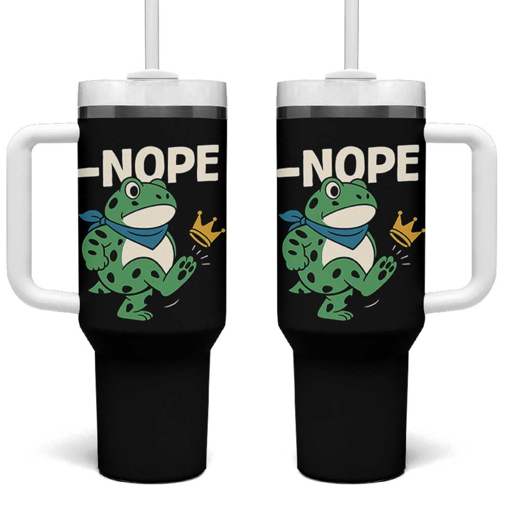 No Kings in America Portland Frog Tumbler With Handle Funny Political Meme - Wonder Print Shop