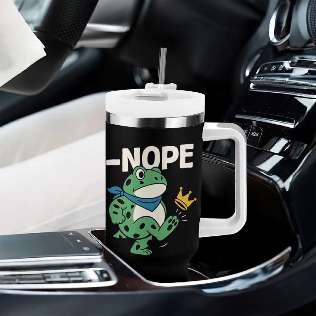 No Kings in America Portland Frog Tumbler With Handle Funny Political Meme - Wonder Print Shop
