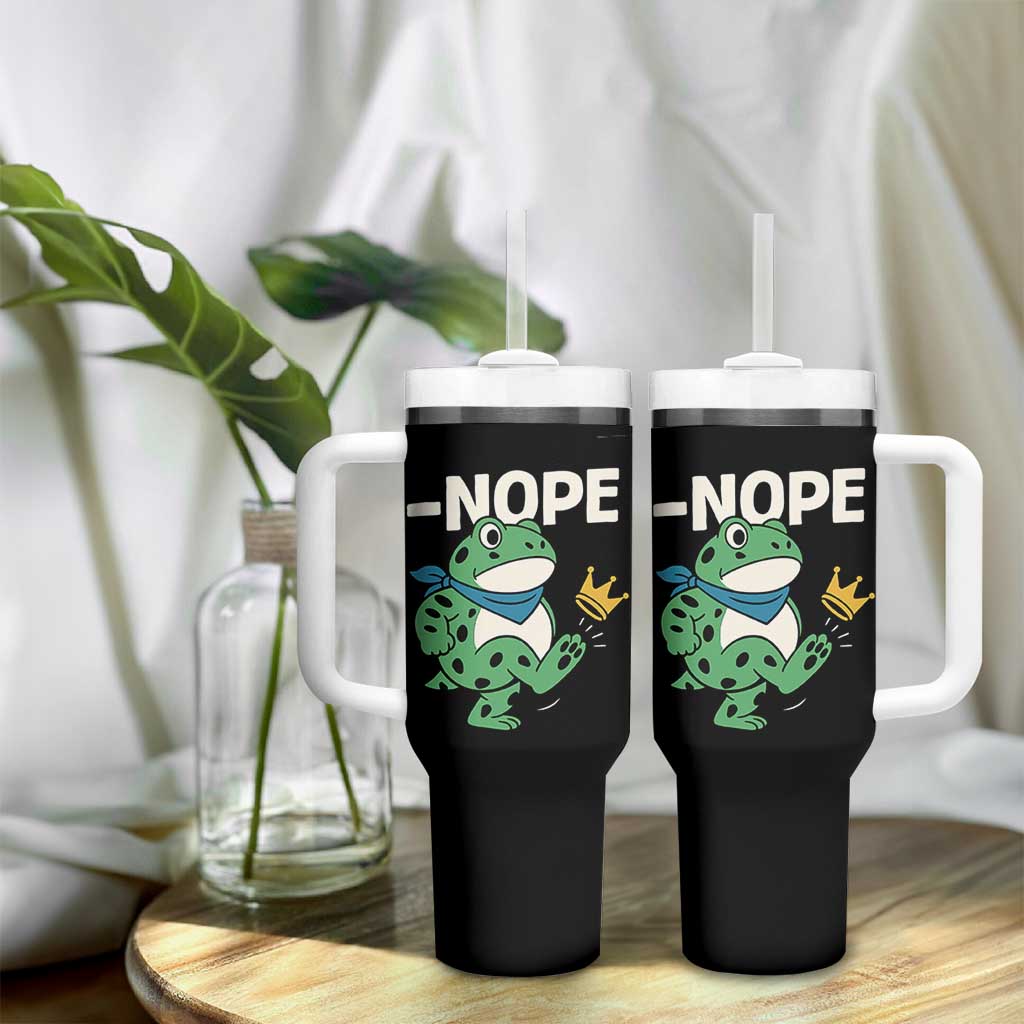 No Kings in America Portland Frog Tumbler With Handle Funny Political Meme - Wonder Print Shop
