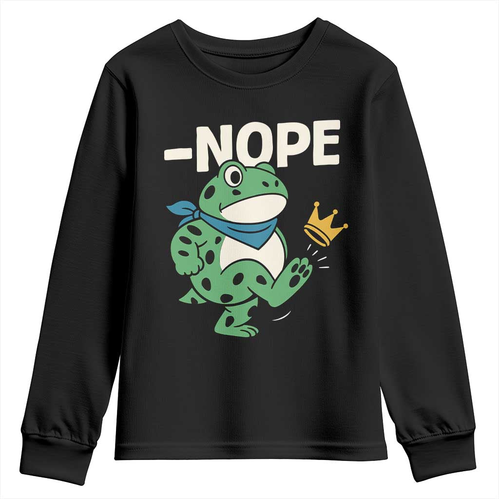No Kings in America Portland Frog Youth Sweatshirt Funny Political Meme - Wonder Print Shop