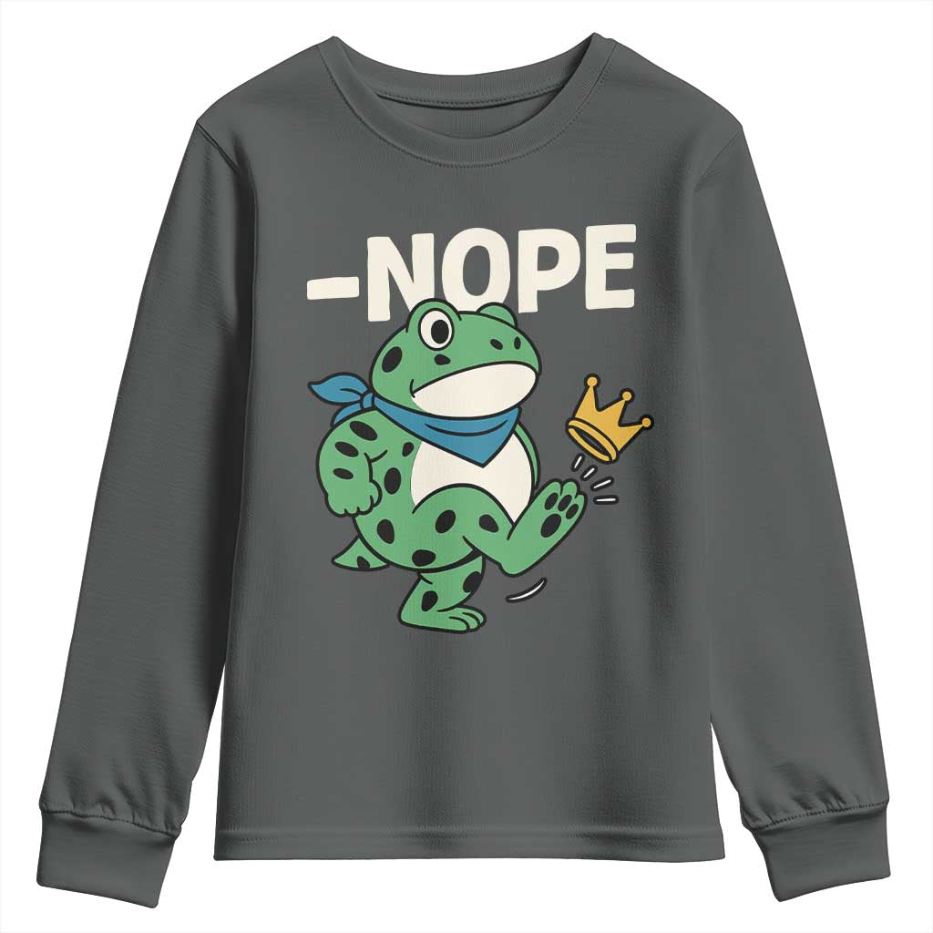 No Kings in America Portland Frog Youth Sweatshirt Funny Political Meme - Wonder Print Shop
